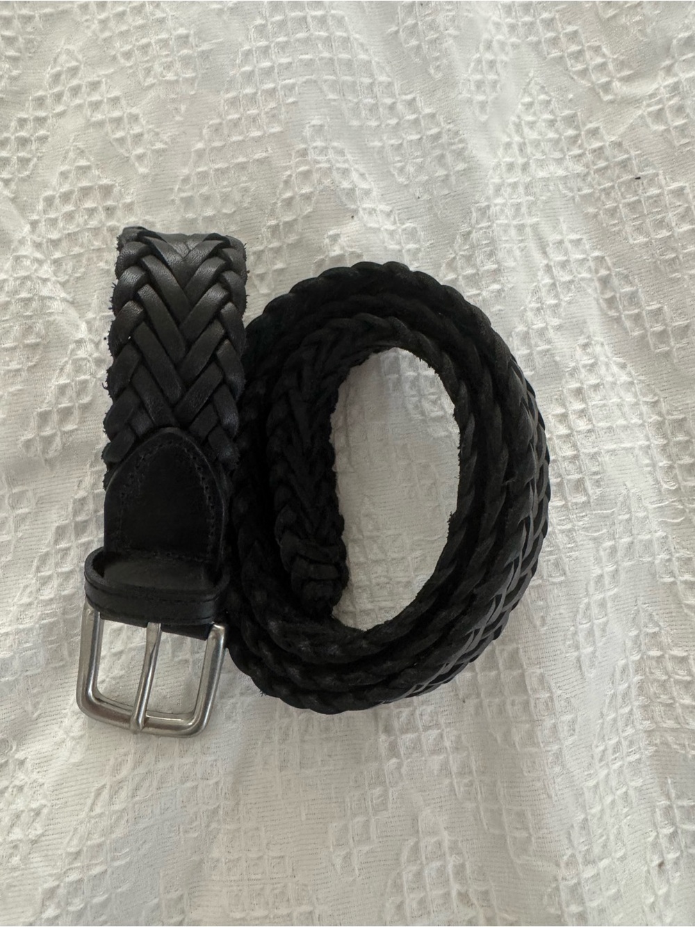 Black Braided Leather Men’s Belt